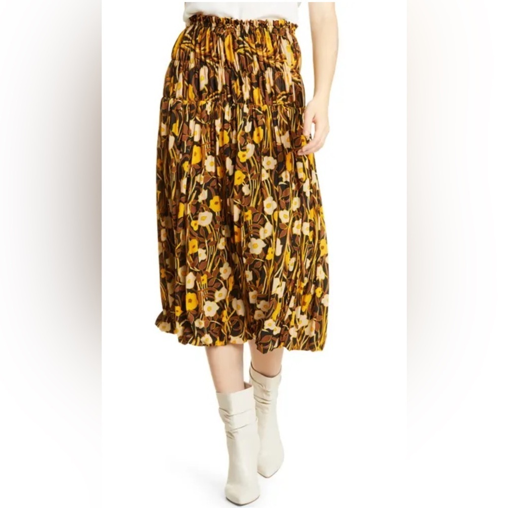 Rebecca Taylor Floral Tiered Mesh Skirt – Size Small